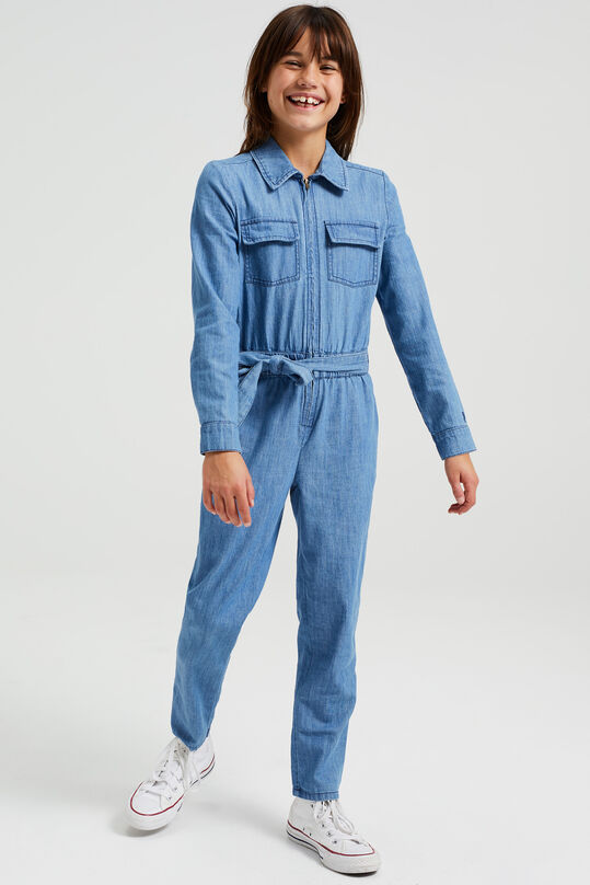 Mädchen-Jeans-Overall, Hellblau