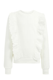 Mädchen-Sweatshirt mit Lochstickerei, Weiß