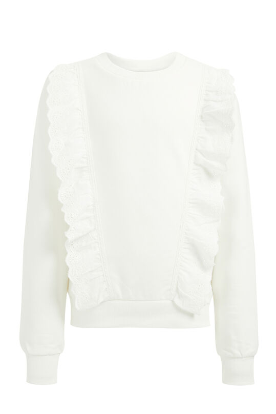 Mädchen-Sweatshirt mit Lochstickerei, Weiß
