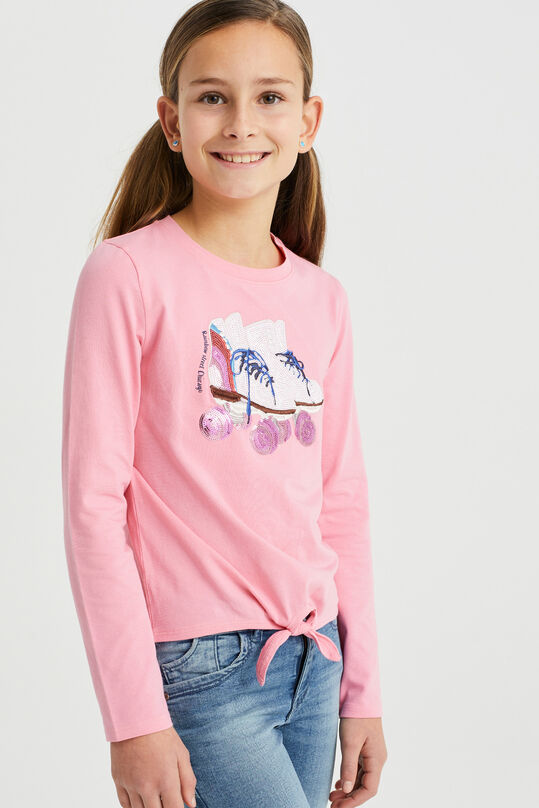 Mädchen-Langarmshirt mit Paillettenapplikation, Hellrosa