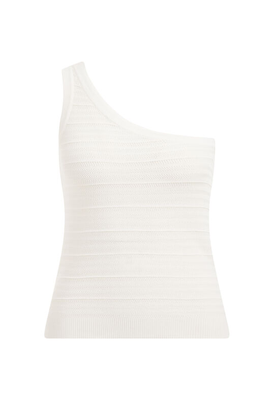 Damen-Feinstrickpullover mit freier Schulter, Weiß