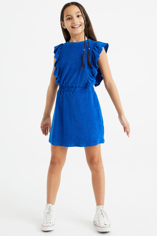 Mädchenkleid aus Frottee, Kobaltblau