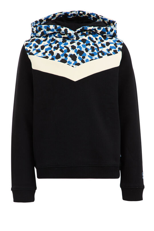 Mädchen-Sweatshirt mit Colourblock-Design, Schwarz