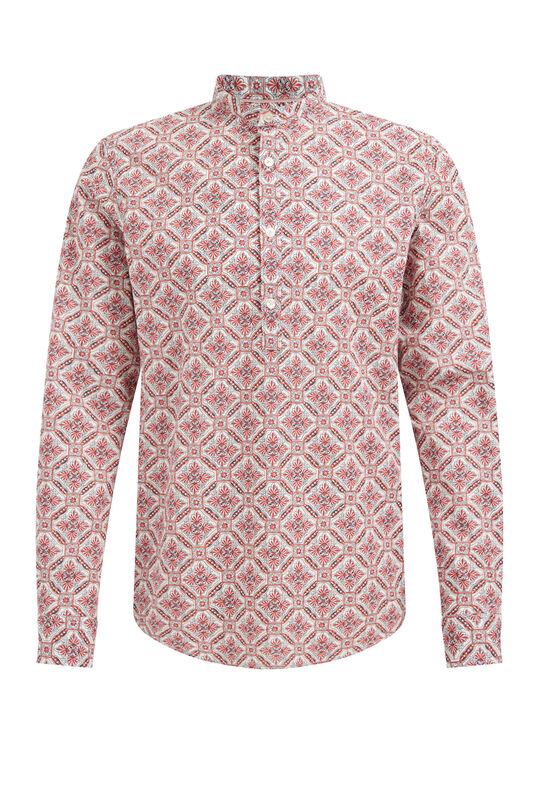 Herren-Regular-Fit-Hemd mit Muster, Dunkelrot
