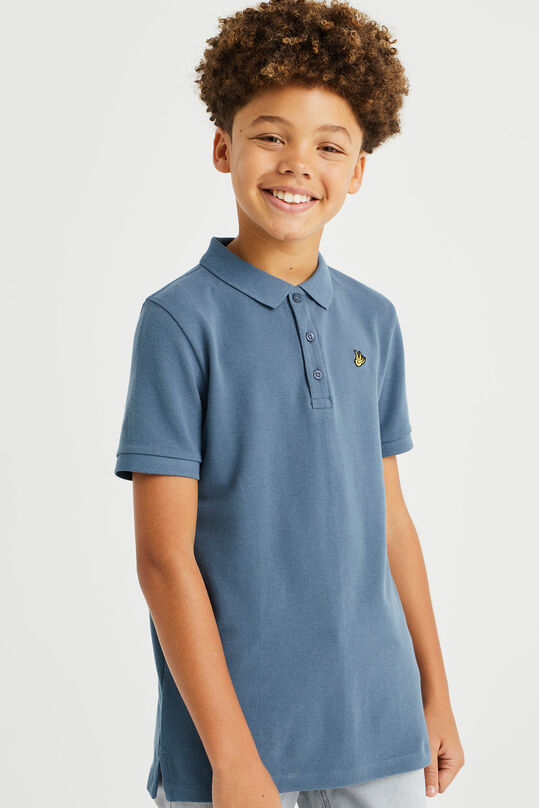 Jungen-Poloshirt mit Strukturmuster, Graublau