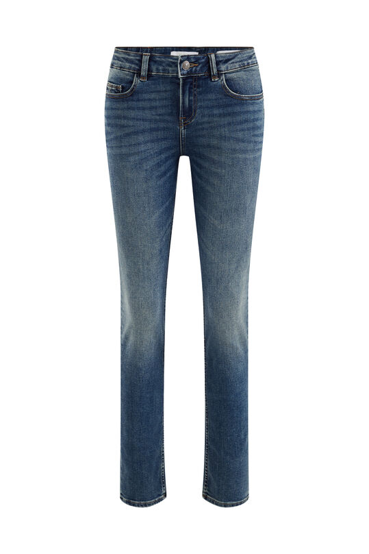 Damen-Slim-Jeans mit normaler Bundhöhe und Comfort-Stretch, Blau