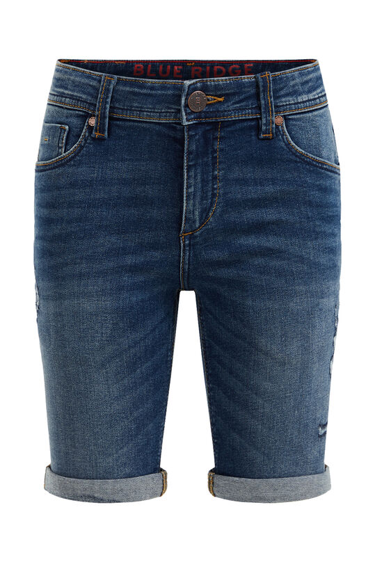 Jungen-Slim-Fit-Jeansshorts mit Destroyed-Details, Blau