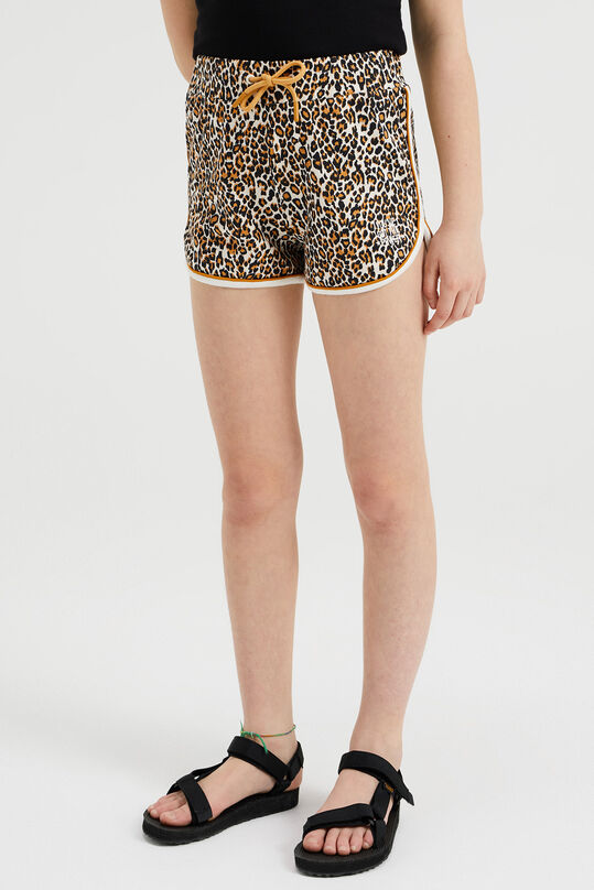 Mädchen-Sweatshorts mit Leopardenmuster, Weiß