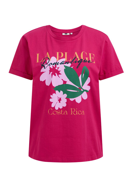 Damen-T-Shirt mit Aufdruck, Leuchtend rosa