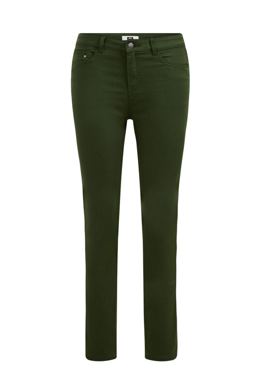 Damen-Skinny-Jeans mit hoher Taille und Stretch – Curve, Armeegrün