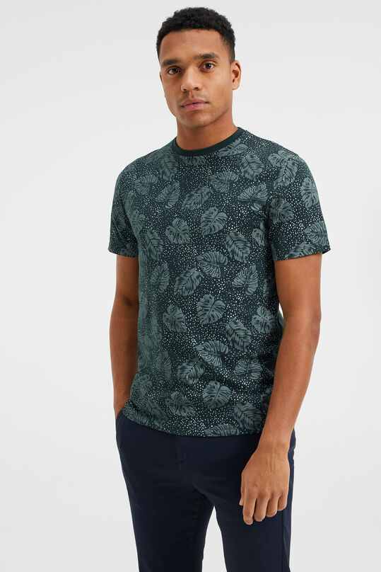 Herren-T-Shirt mit Muster, Dunkelgrün