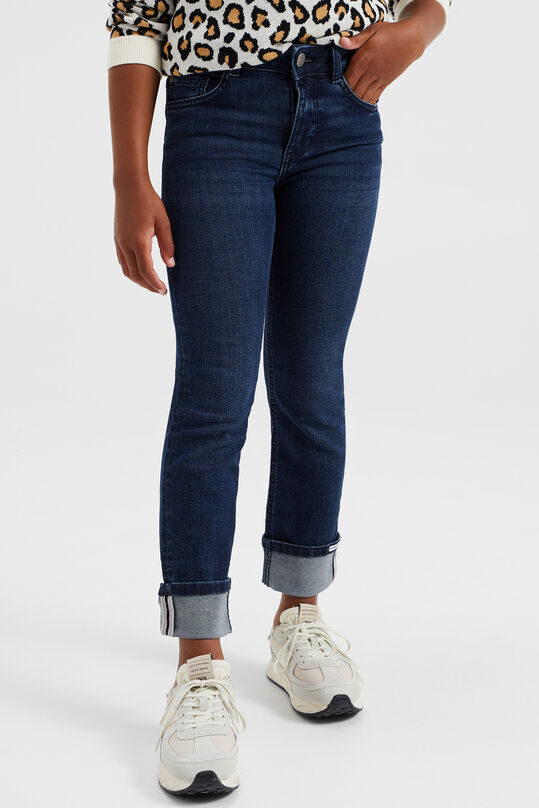 Mädchen-Jeans mit geradem Hosenbein, Dunkelblau