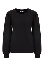 Damen-Sweatshirt mit Strukturmuster, Schwarz