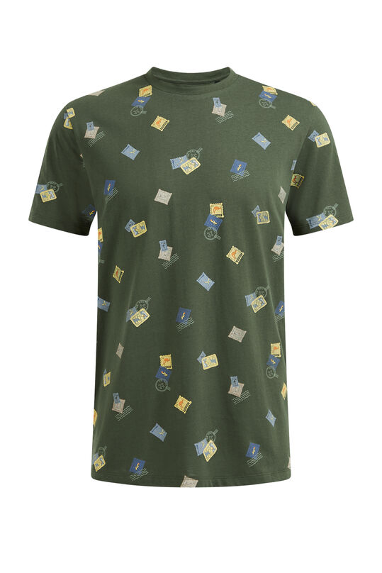 Herren-T-Shirt mit Muster, Moosgrün
