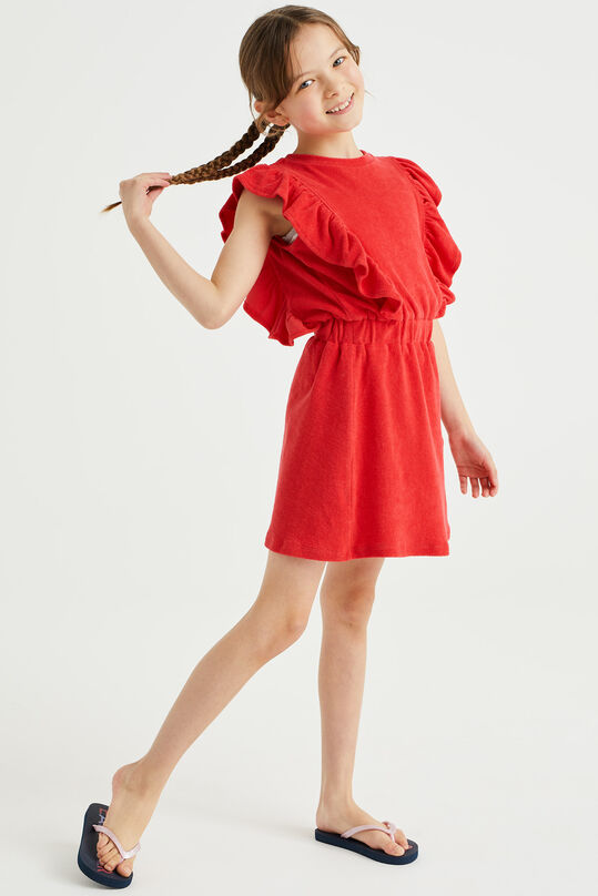 Mädchenkleid aus Frottee, Rot