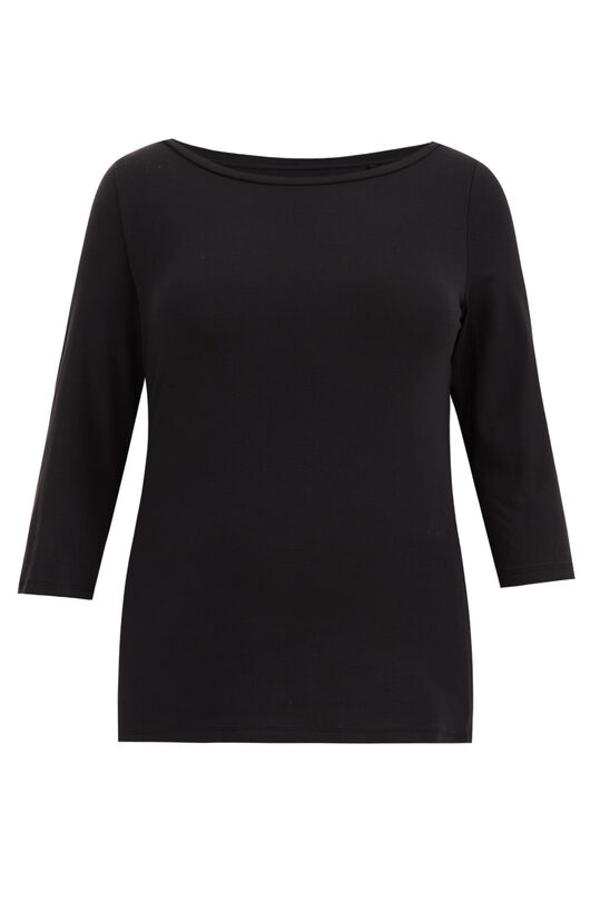 Damen-T-Shirt mit Dreiviertelärmeln - Curve, Schwarz