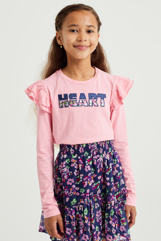 Mädchen-T-Shirt mit Stickerei, Hellrosa