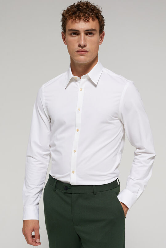 Herren-Slim-Fit-Hemd mit Strukturmuster, Weiß