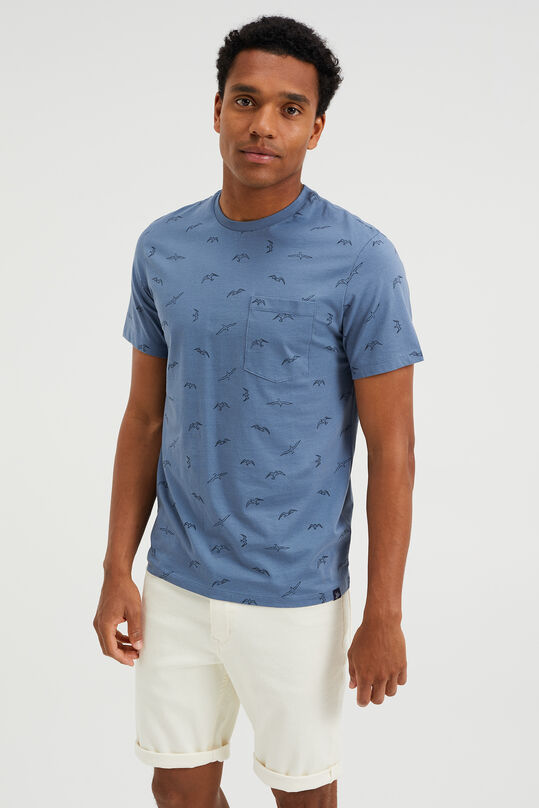 Herren-T-Shirt mit Muster, Graublau