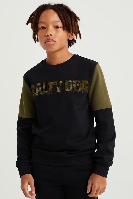 Jungen-Sweatshirt mit Stickerei, Schwarz