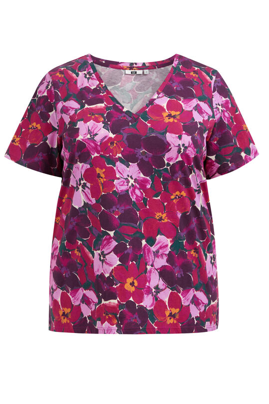 Damen-T-Shirt mit Muster – Curve, Mehrfarbig