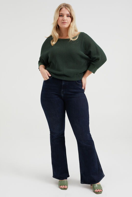Damen-Superflared-Jeans mit hoher Taille und Stretch, Dunkelblau
