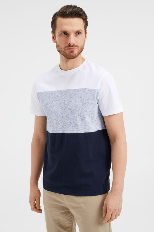 Herren-T-Shirt mit Streifen- und Strukturmuster, Weiß