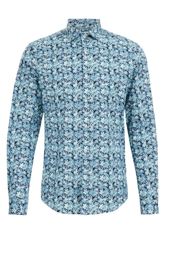 Herren-Slim-Fit-Hemd mit Muster, Eisblau