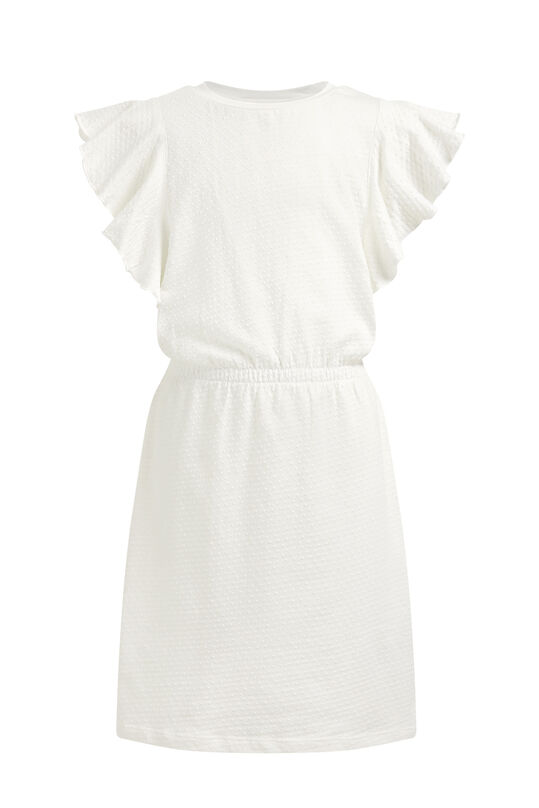 Mädchenkleid mit Strukturmuster, Weiß
