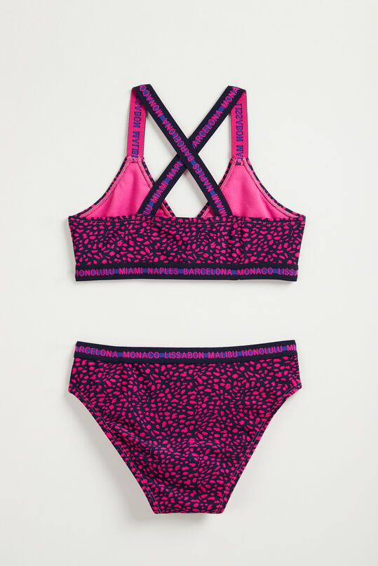Mädchen-Bikini mit Leopardenmuster, Fuchsia