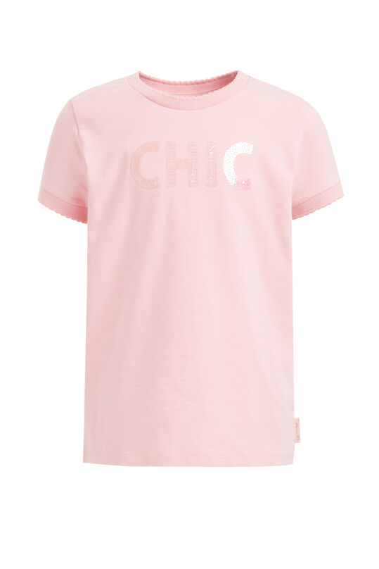 Mädchen-T-Shirt mit Paillettenapplikation, Hellrosa