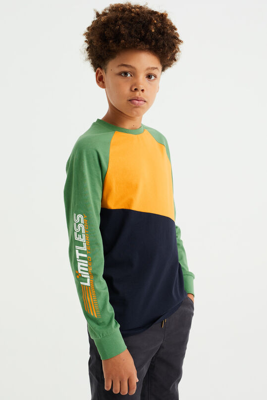 Jungen-T-Shirt mit Colourblock-Design, Gelb