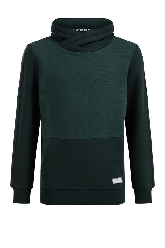 Jungen-Sweatshirt in melierter Optik mit Streifenbesatz, Dunkelgrün