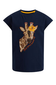 Mädchen-T-Shirt mit Pailletten-Applikation, Marineblau