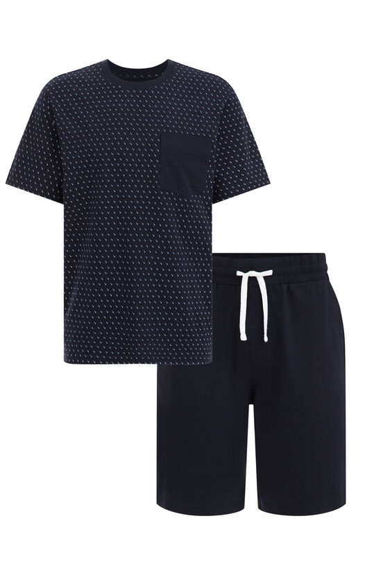 Herren-Pyjama mit Muster, Dunkelblau
