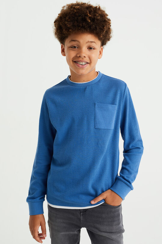 Jungen-T-Shirt mit Strukturmuster, Blau