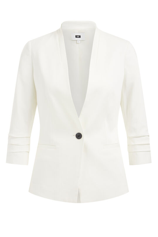 Taillierter Damen-Jersey-Blazer mit Knittereffekt, Weiß