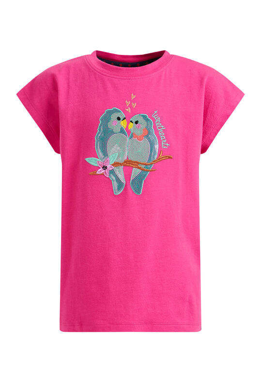 Mädchen-T-Shirt mit Stickerei, Leuchtend rosa
