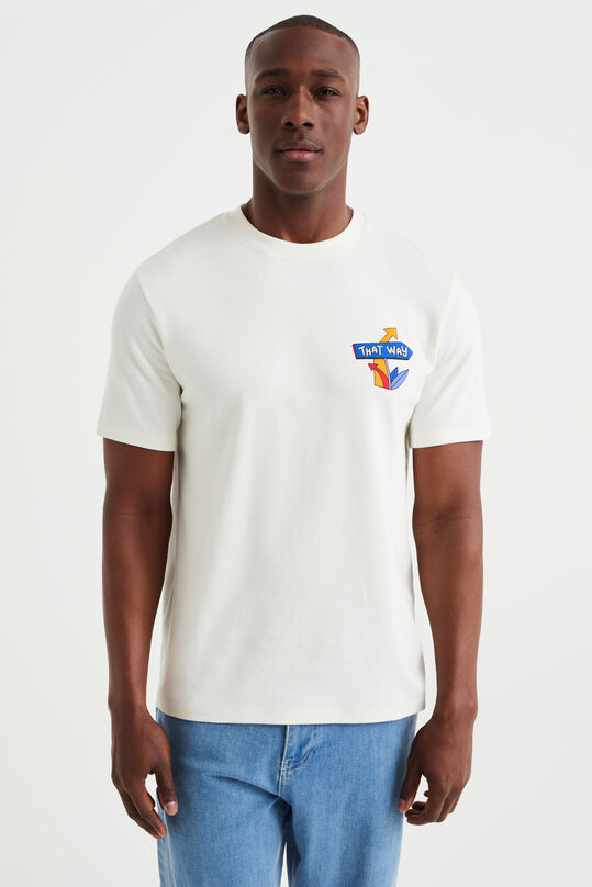 Herren-T-Shirt mit Aufdruck, Elfenbein