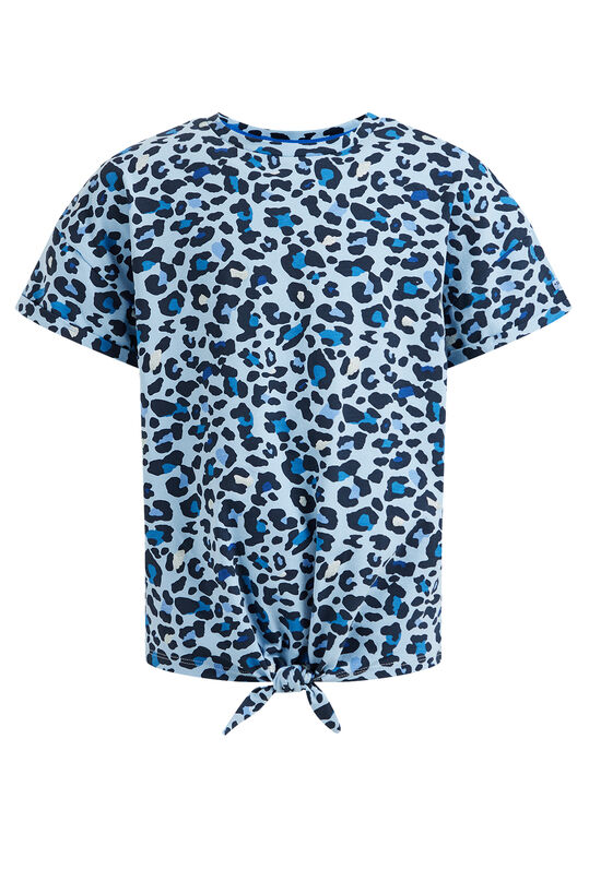 Mädchen-T-Shirt mit Leopardenmuster, Hellblau