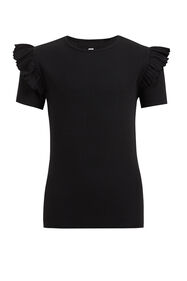 Mädchen-T-Shirt mit Rüschen, Schwarz