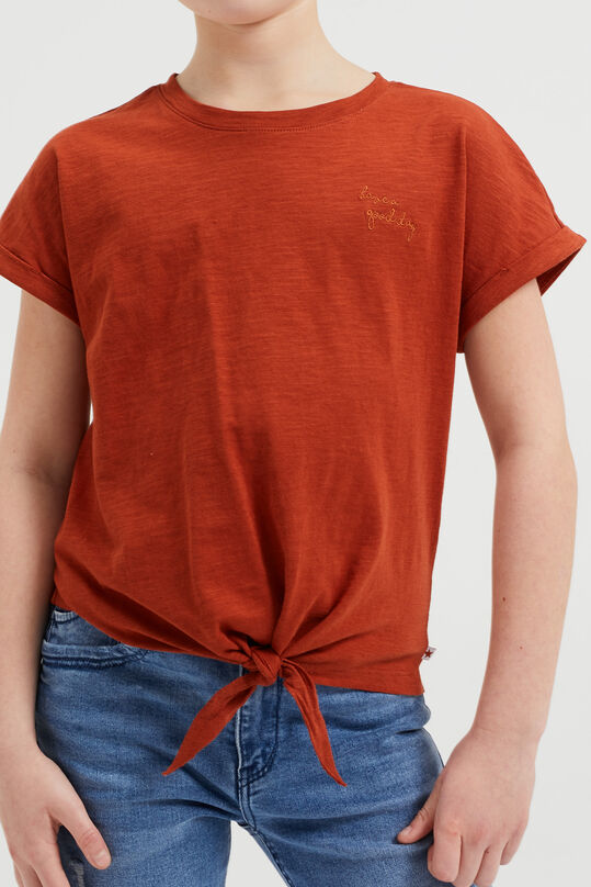 Mädchen-T-Shirt mit Knoten-Detail, Terra Cotta