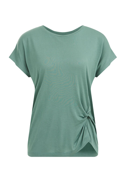 Damen-T-Shirt mit Faltendetail, Khaki