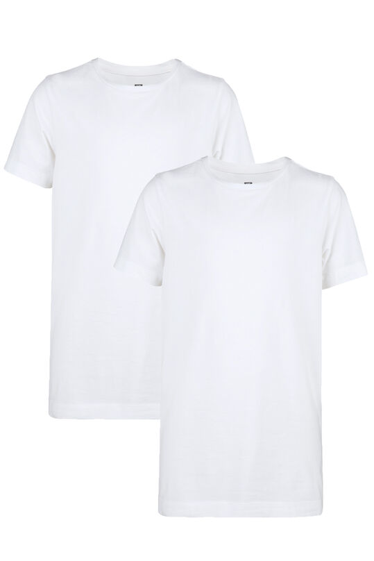 Jungen-Basic-T-Shirt mit Rundhalsausschnitt, 2er-Pack, Weiß