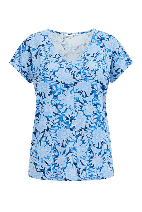 Damen-Langarmshirt mit Muster, Hellblau