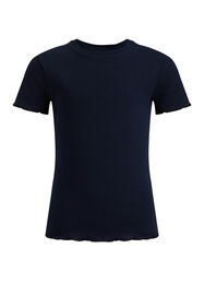 Mädchen-T-Shirt in Ripp-Optik, Slim-Fit, Dunkelblau