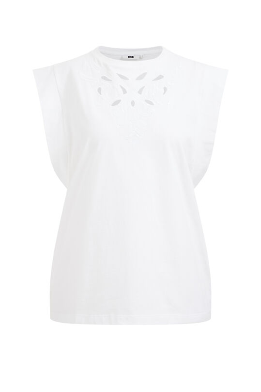 Damen-T-Shirt mit Stickerei, Weiß