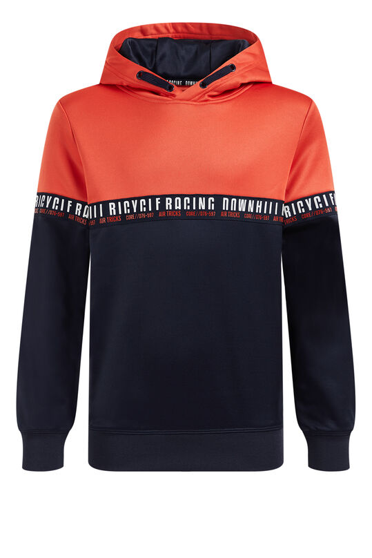 Jungen-Kapuzensweatshirt mit Streifenbesatz, Orange