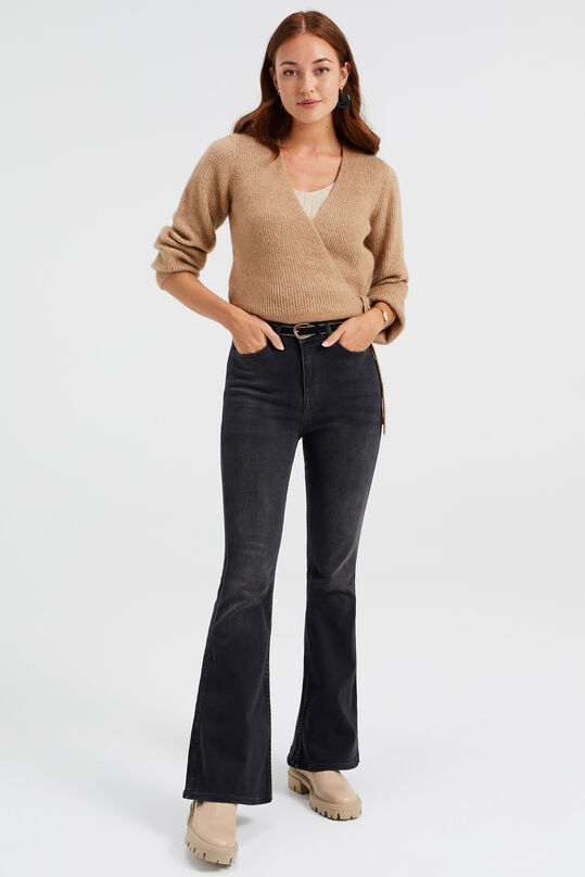 Damen-Superflared-Jeans mit hoher Taille und Stretch, Dunkelgrau