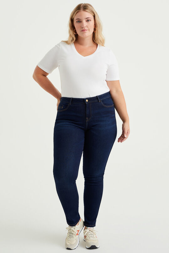 Dames Mid-Rise-Jeans mit Komfort-Stretch, Dunkelblau